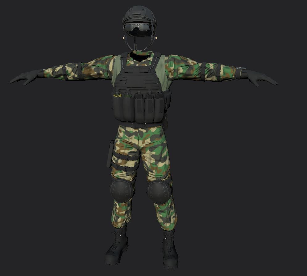 Solider South East Asia Low-poly 3D model_4
