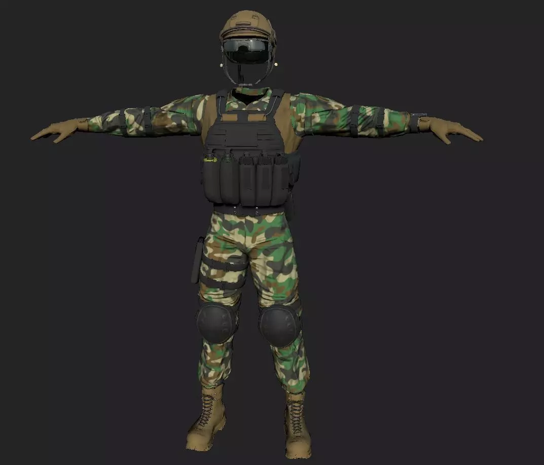 Solider South East Asia Low-poly 3D model_0