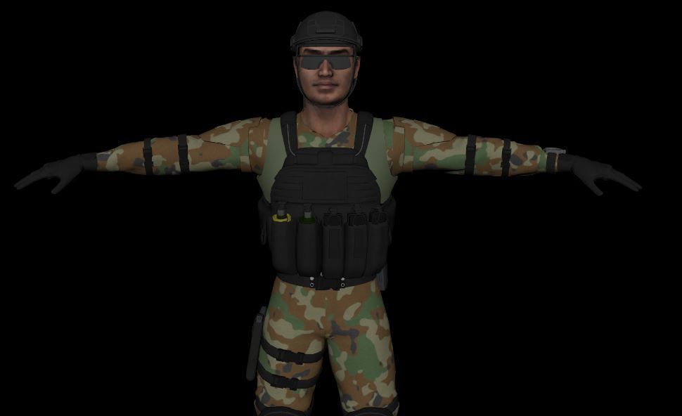 Solider South East Asia Low-poly 3D model_3