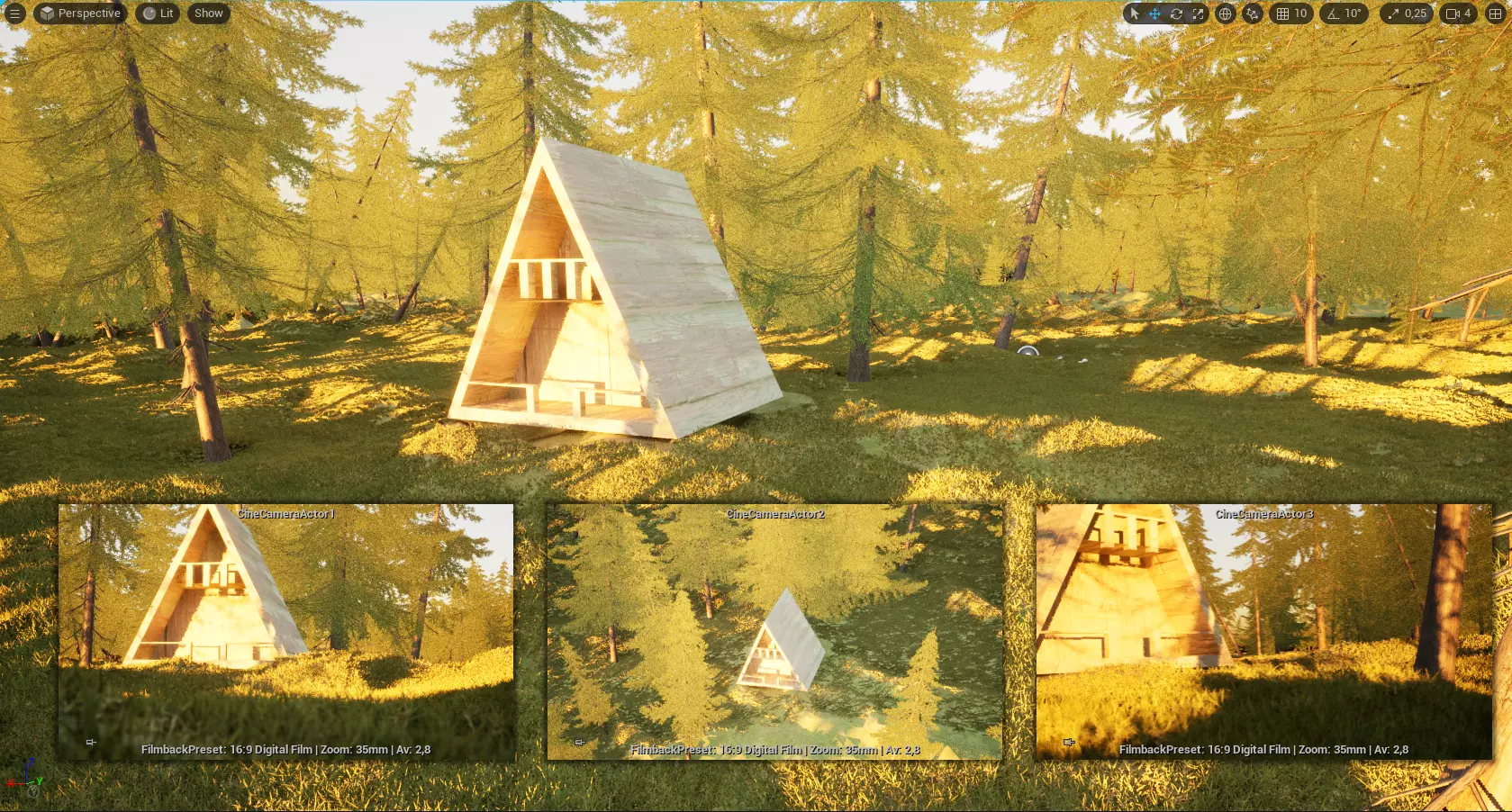 cabin house in the forest Low-poly 3D model