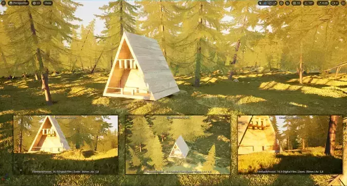 cabin house in the forest Low-poly 3D model