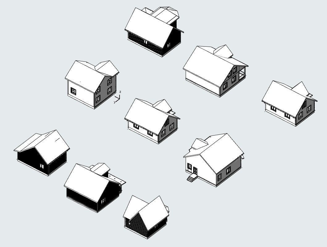 Set of 9 tiny houses 3D model_5