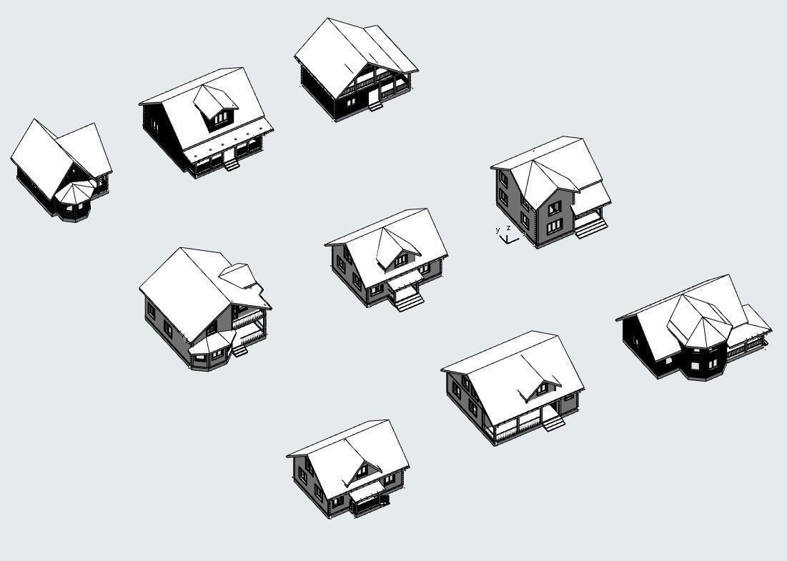 Set of 9 tiny houses 3D model_4