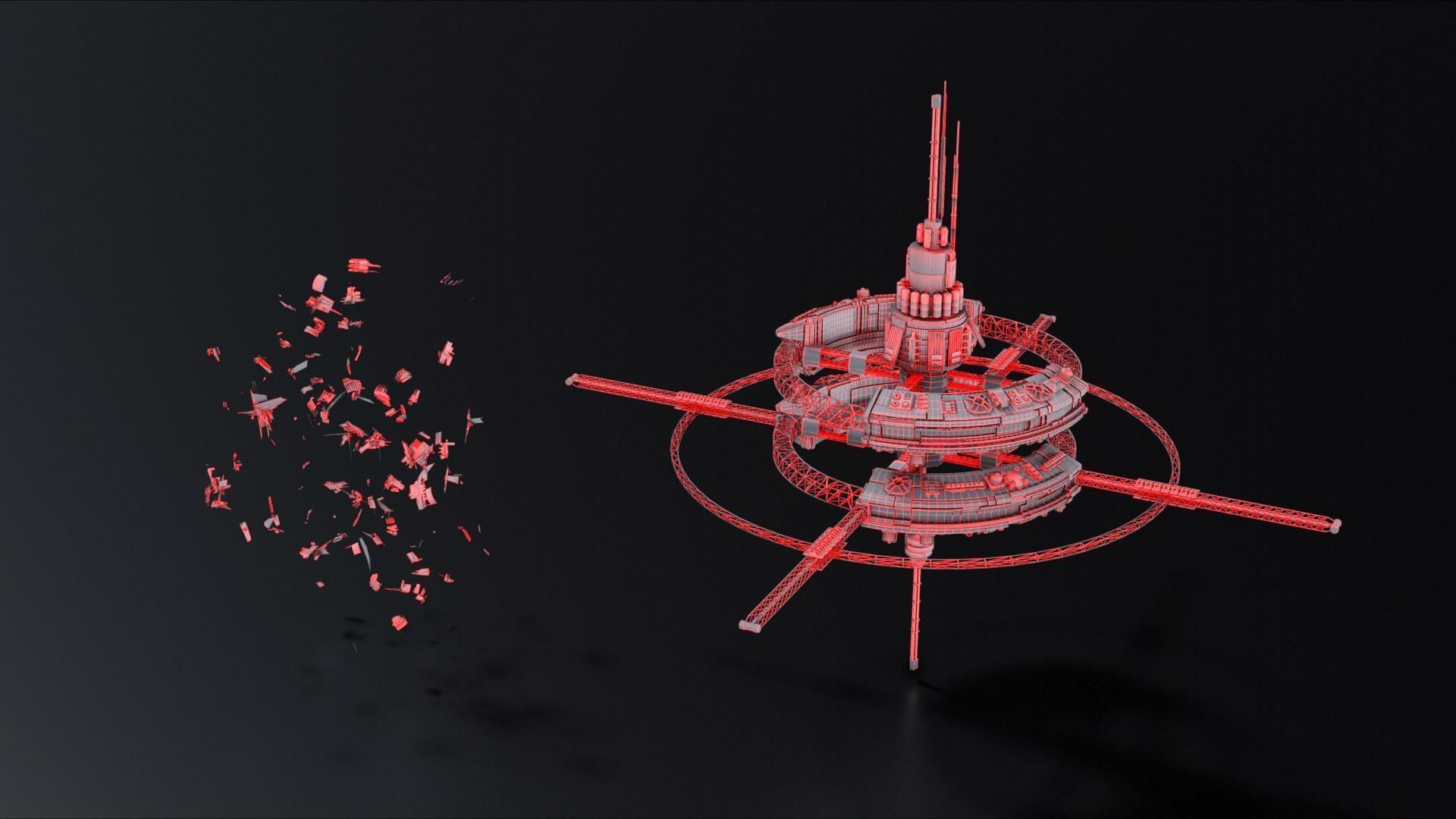 Space Station and Debris 3D model_3