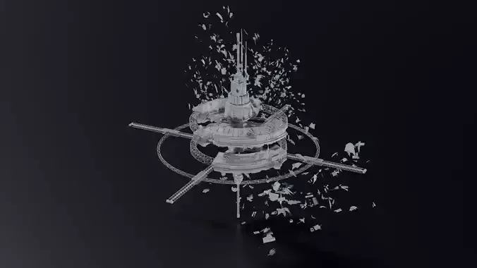 Space Station and Debris 3D model