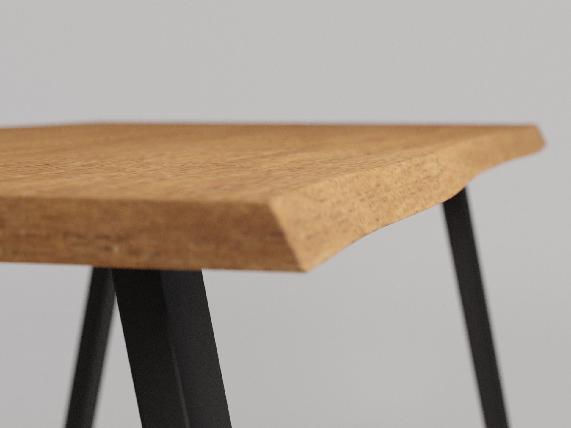 Natural Wood Dining Table 3D model_3