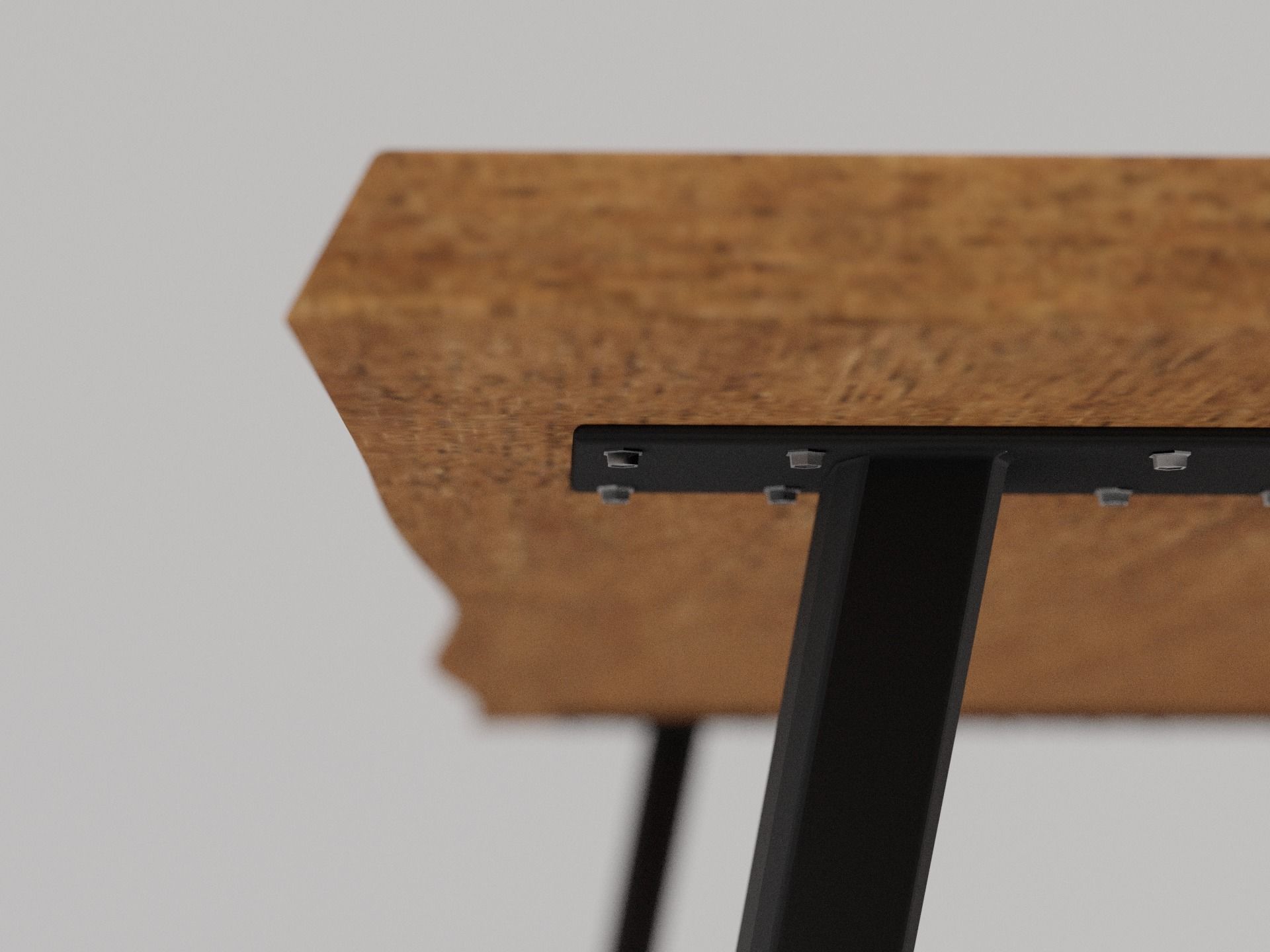 Natural Wood Dining Table 3D model_2