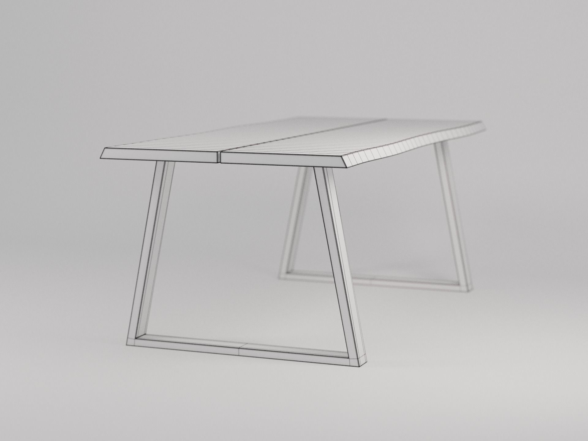 Natural Wood Dining Table 3D model_4