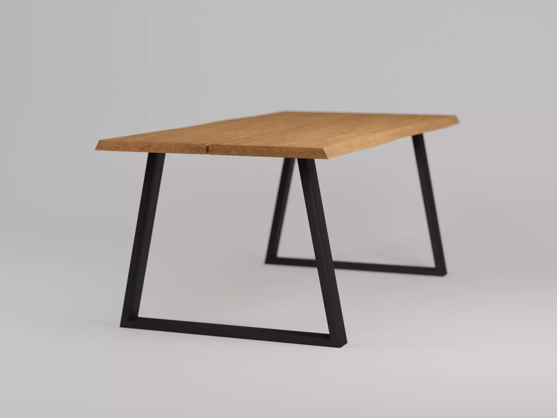 Natural Wood Dining Table 3D model_0