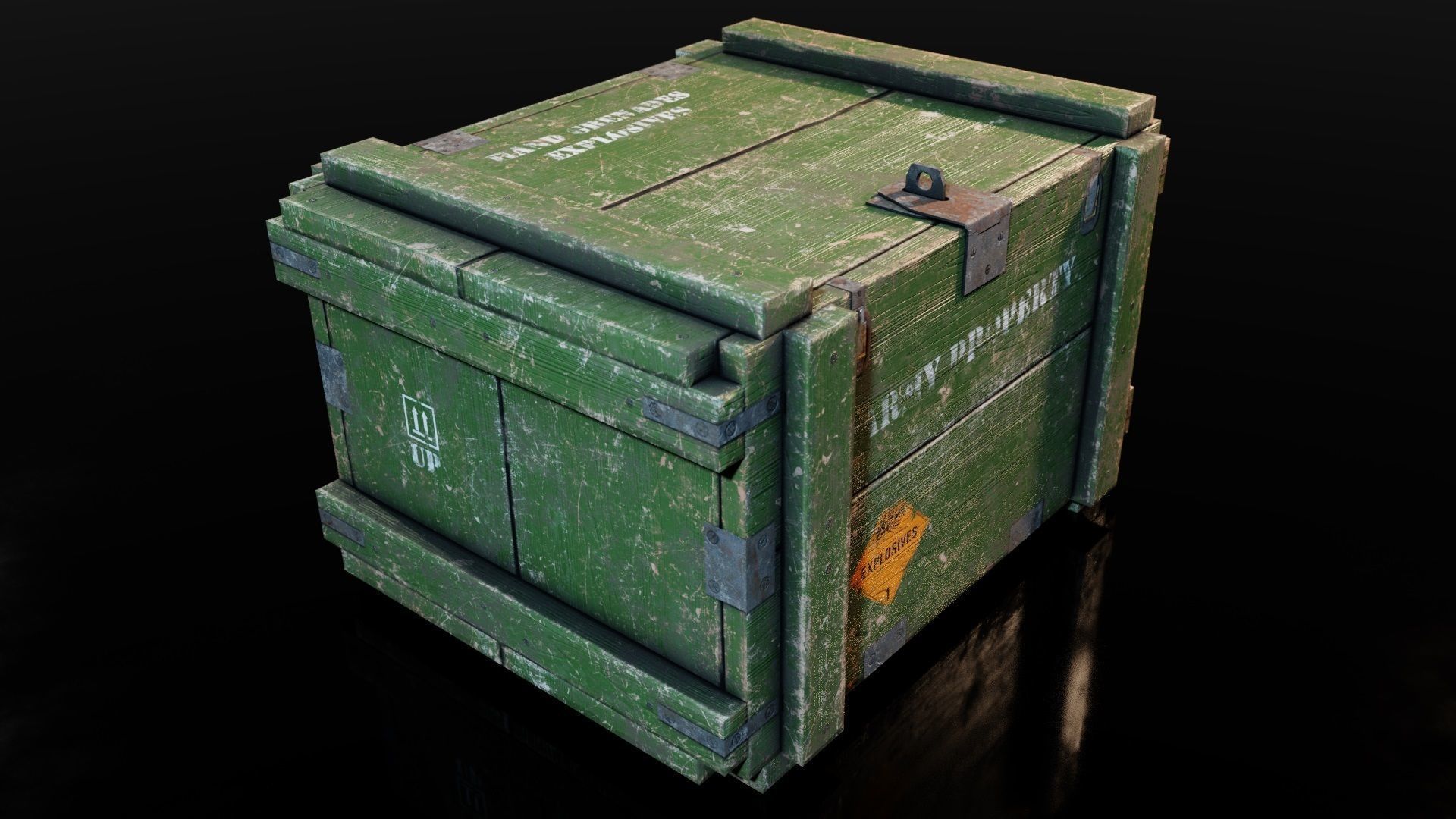 Wooden Military crates for Ammo and Hand Grenades Low-poly 3D model_1