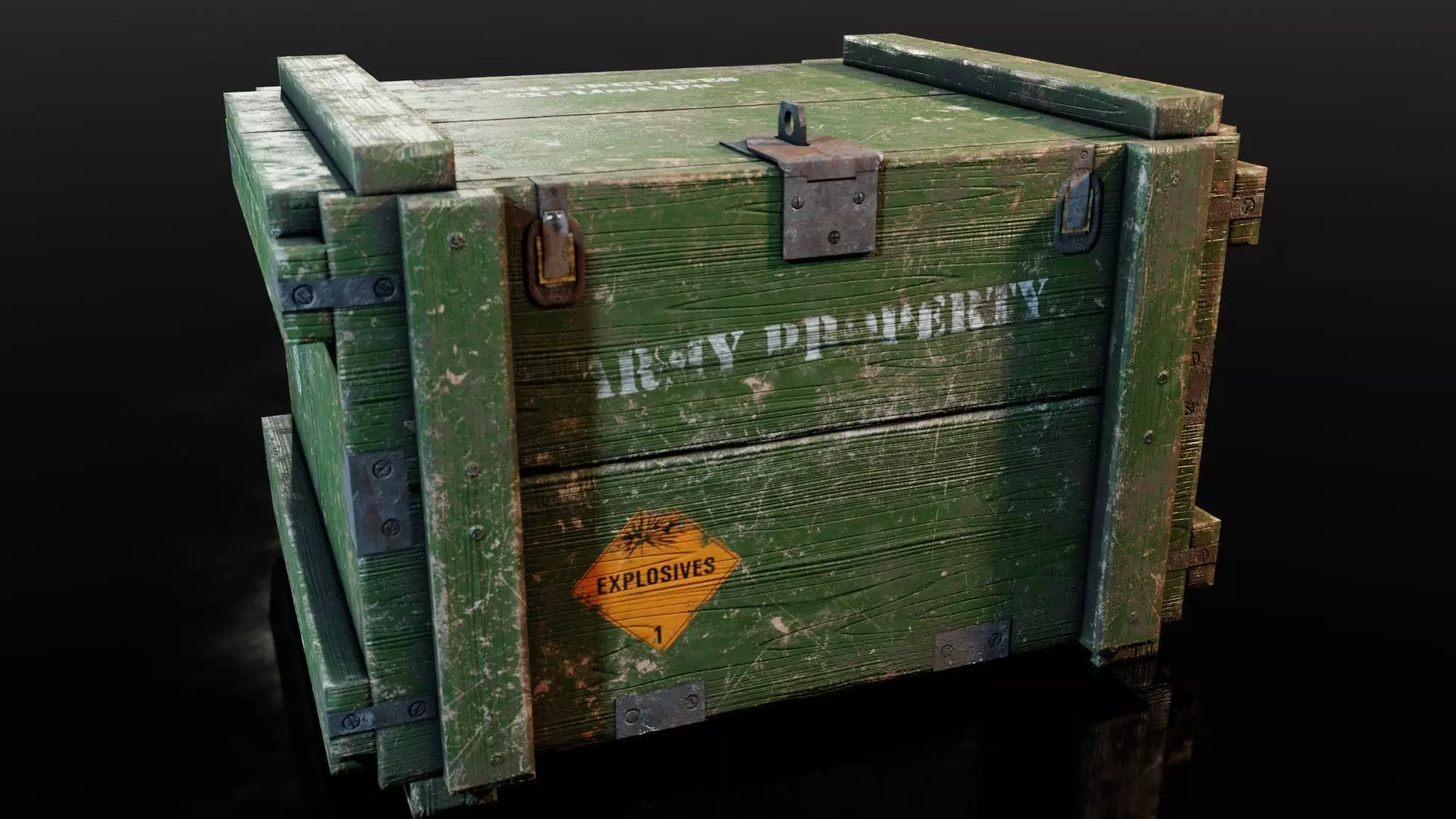 Wooden Military crates for Ammo and Hand Grenades Low-poly 3D model_0