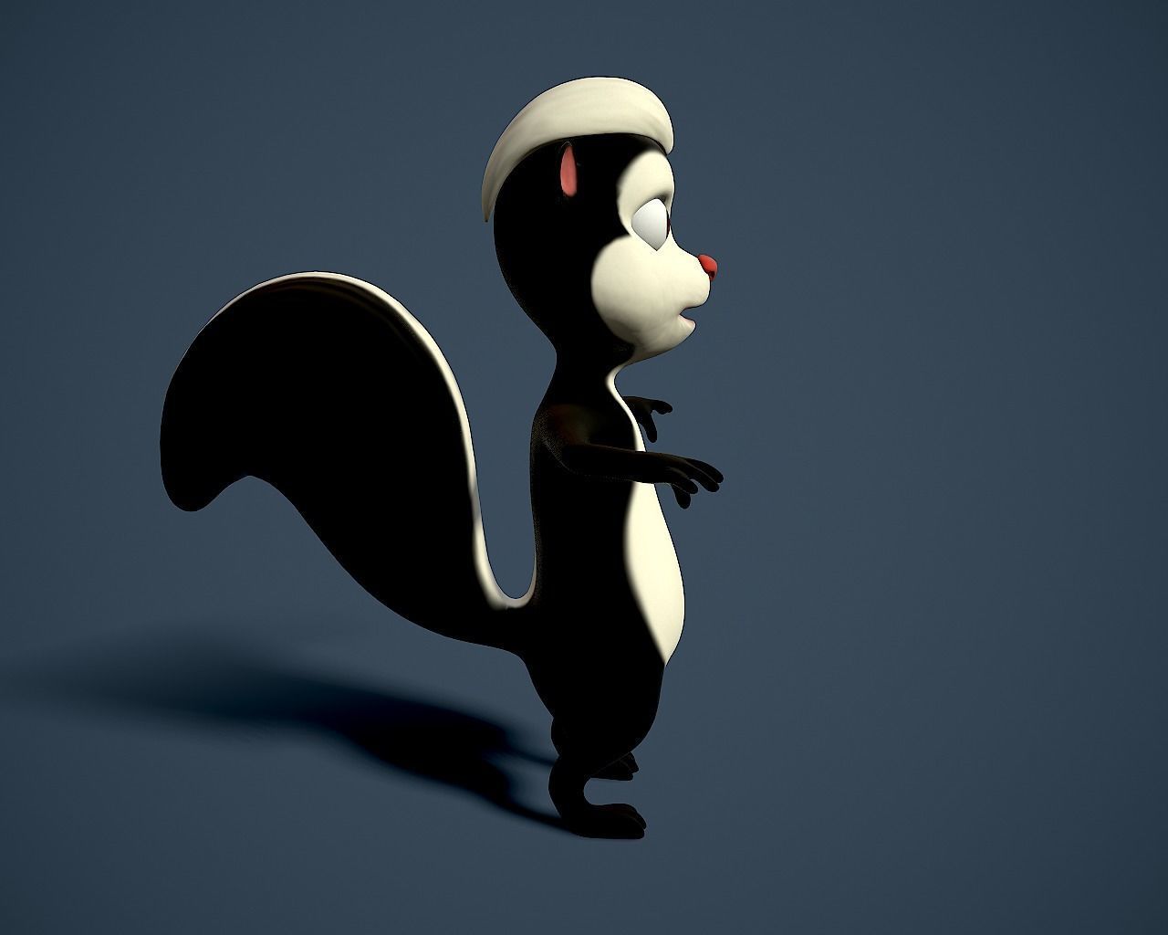 cartoon polecat Low-poly 3D model_5