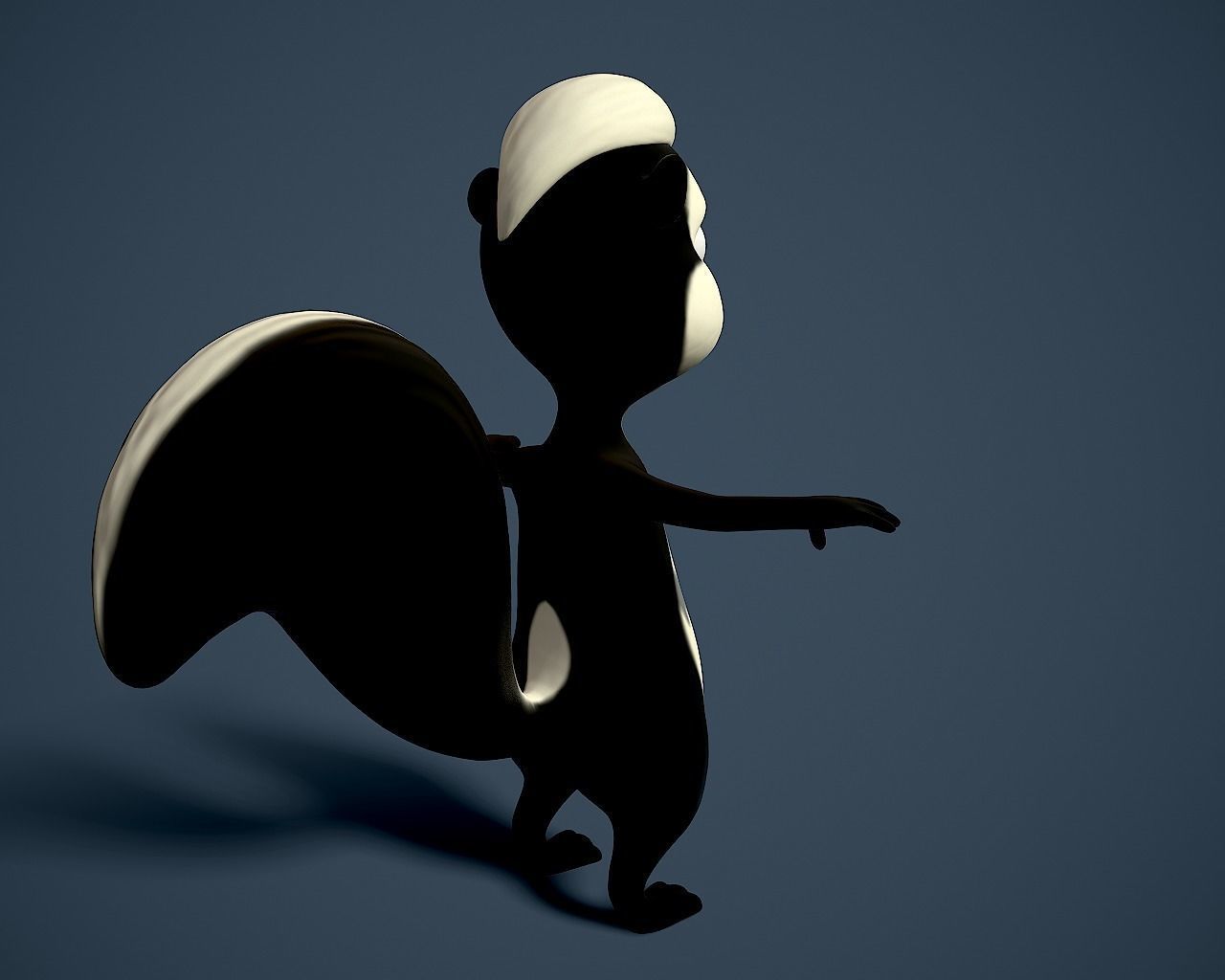 cartoon polecat Low-poly 3D model_6