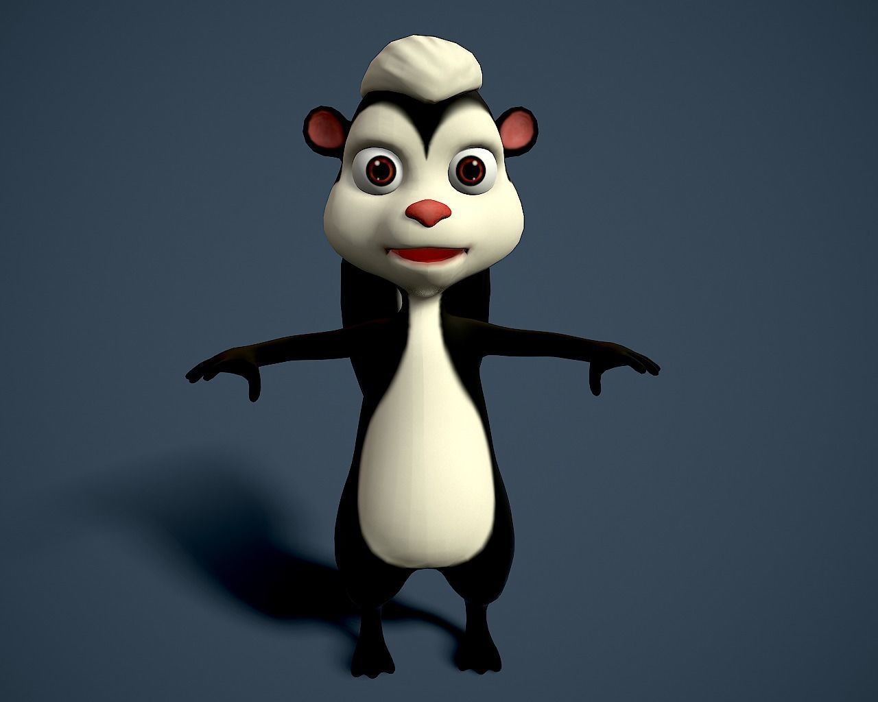 cartoon polecat Low-poly 3D model_3