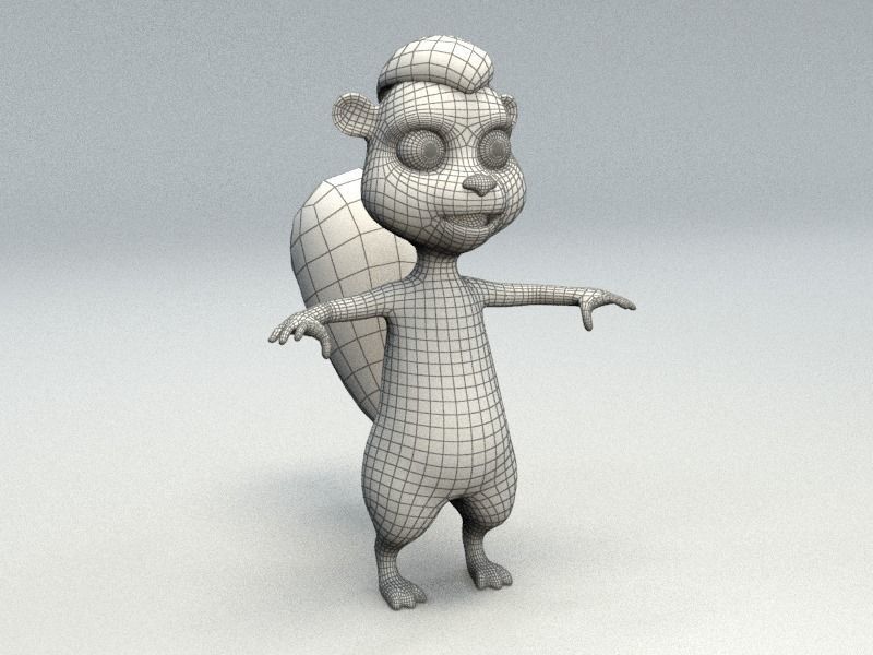 cartoon polecat Low-poly 3D model_12