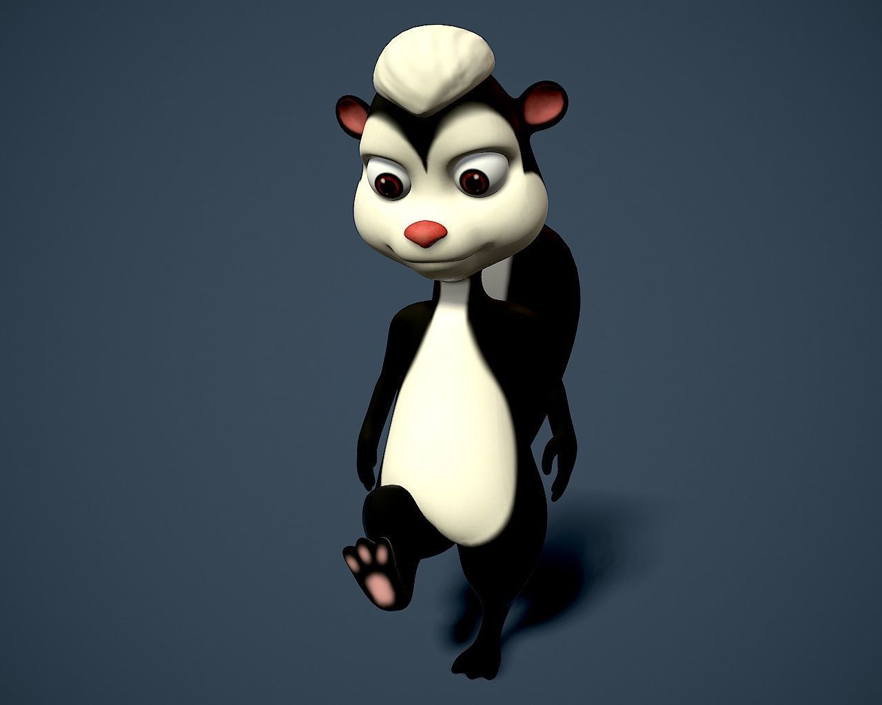 cartoon polecat Low-poly 3D model_2