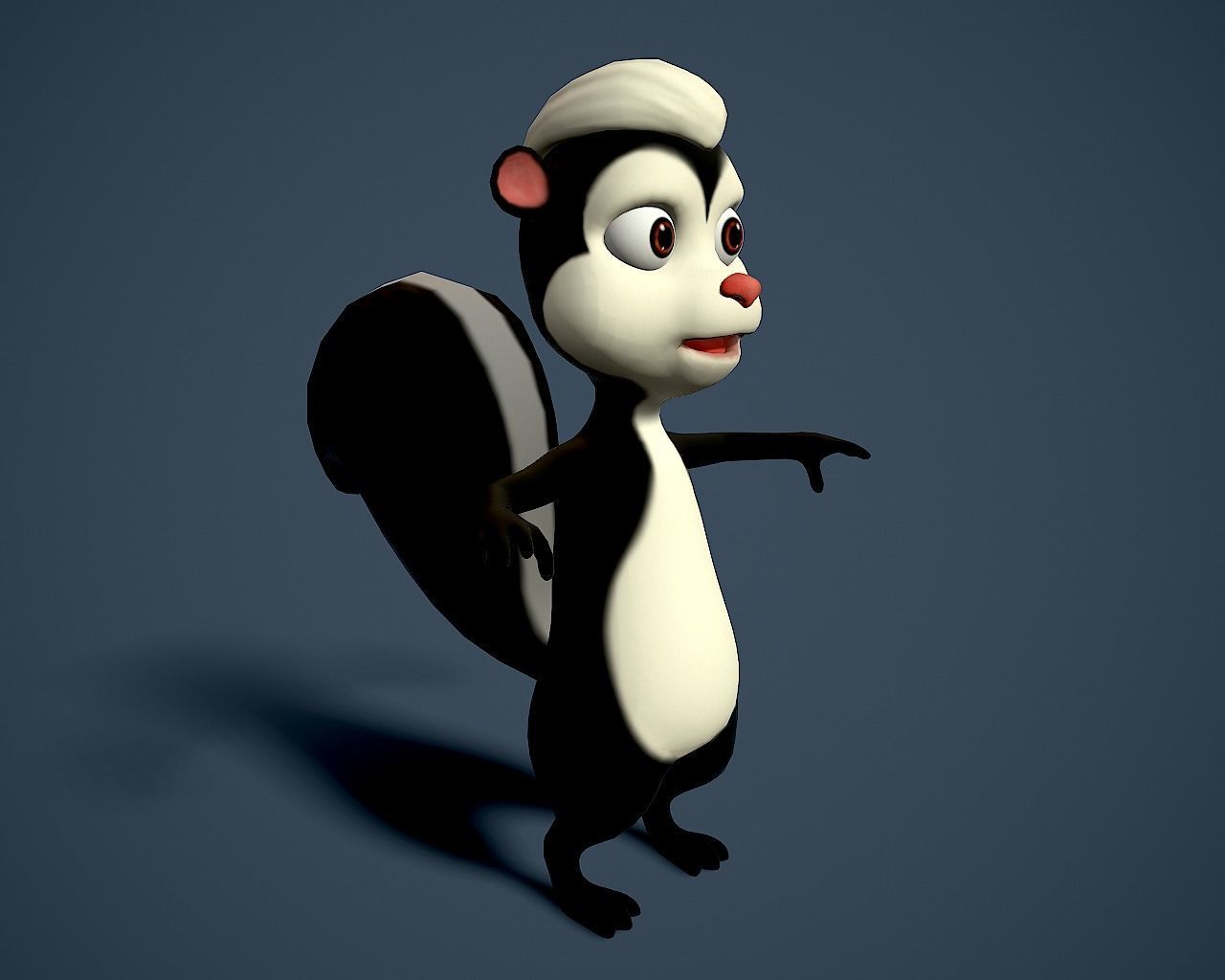 cartoon polecat Low-poly 3D model_4