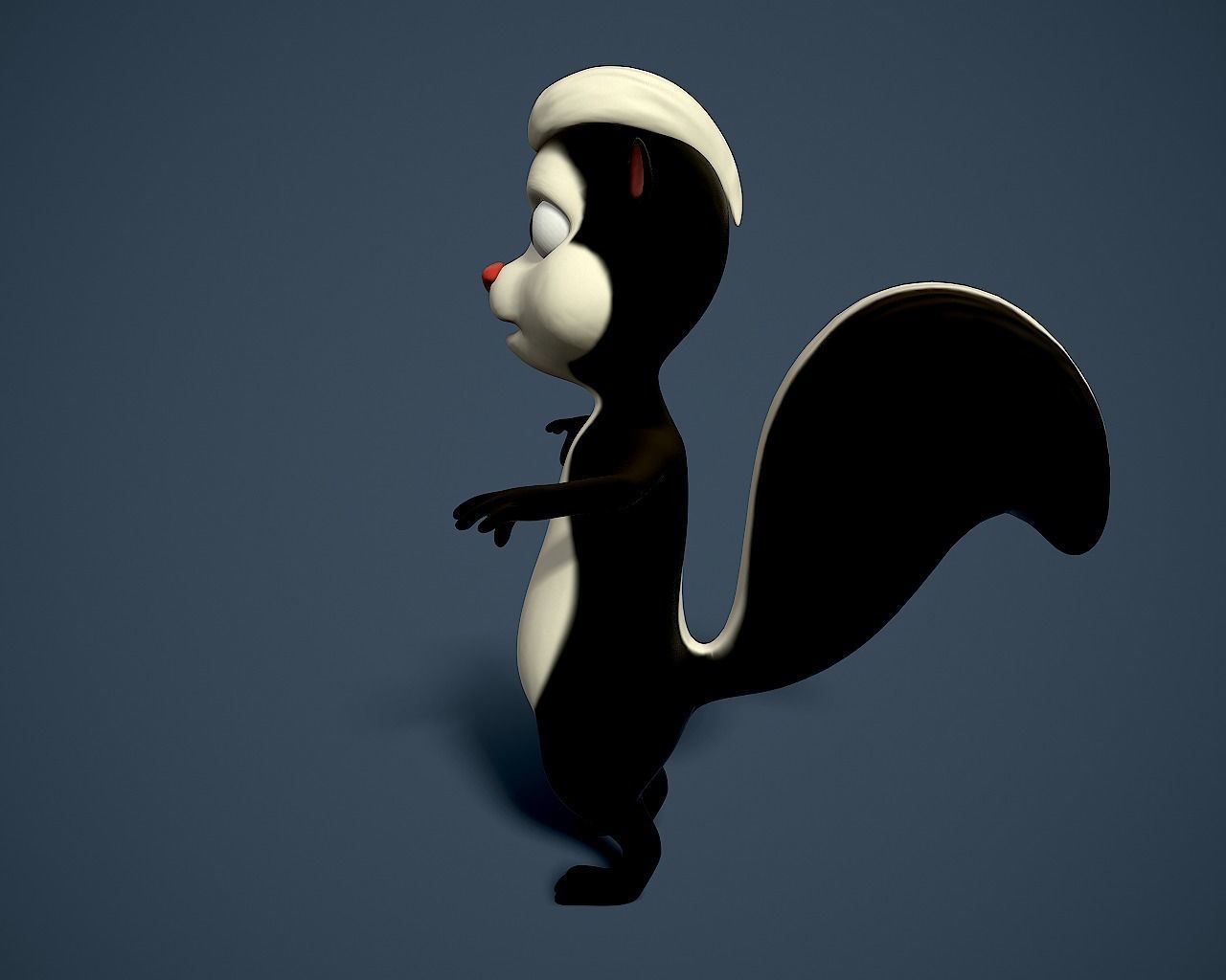 cartoon polecat Low-poly 3D model_9