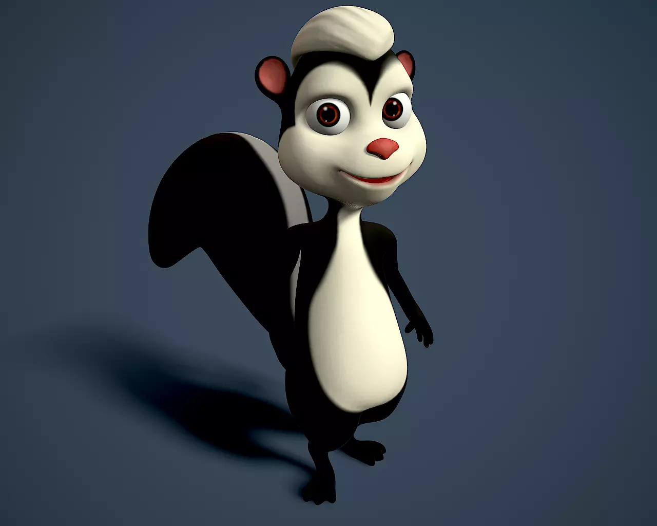 cartoon polecat Low-poly 3D model_0