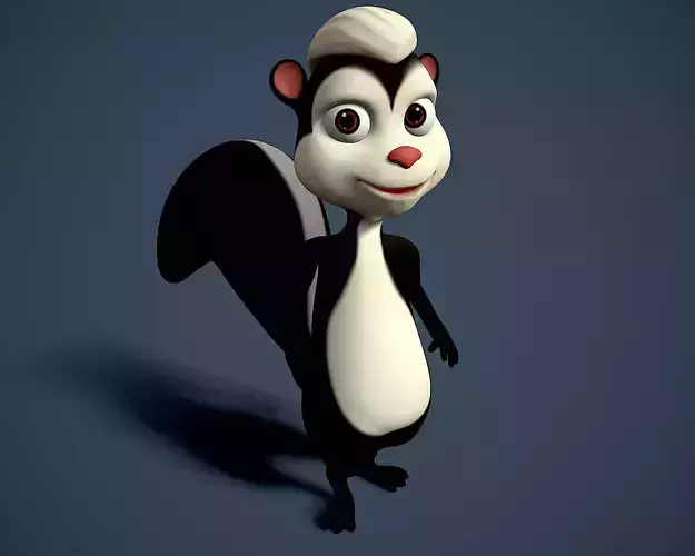 cartoon polecat Low-poly 3D model