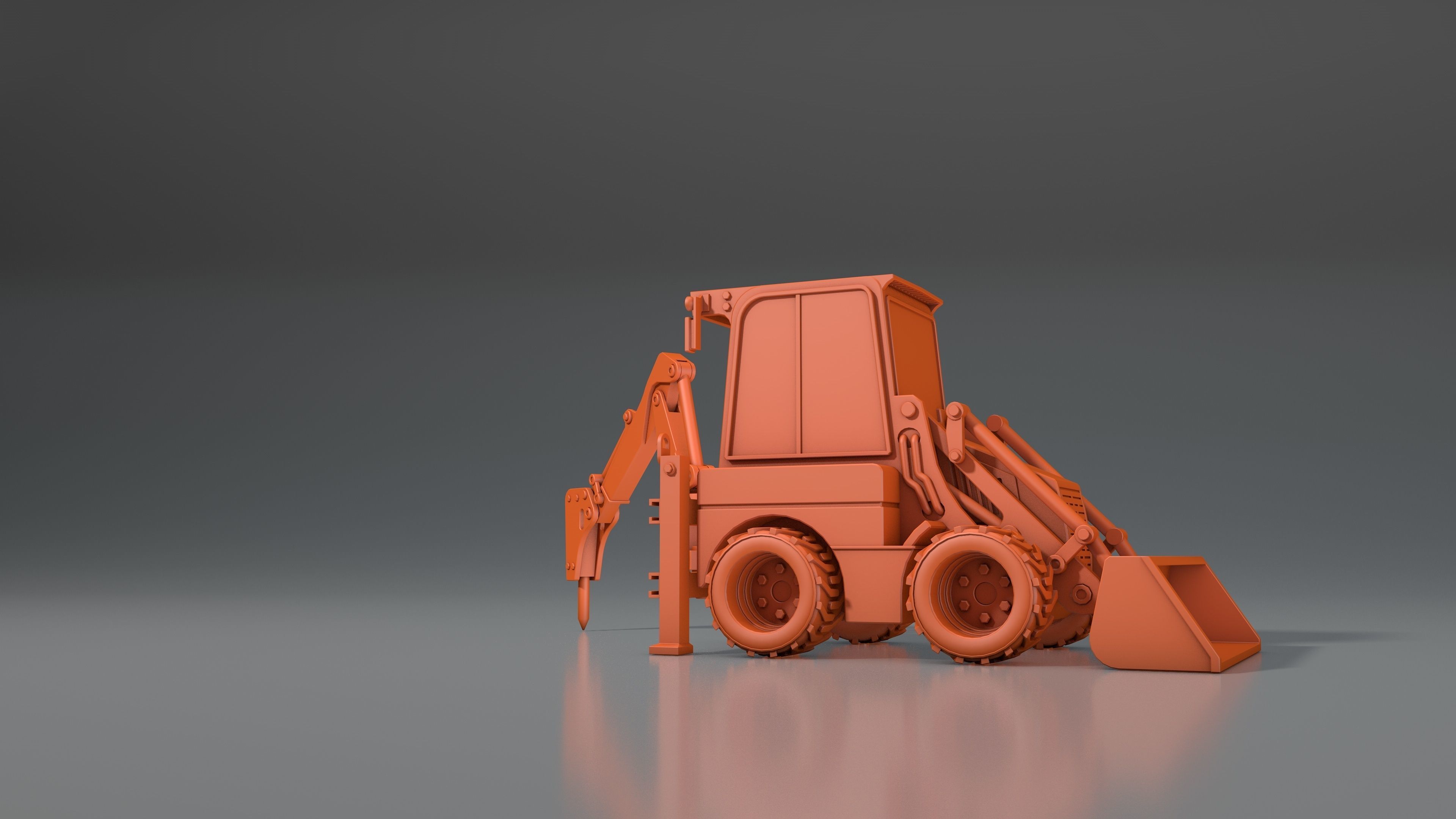 3d model tractor JCB-1CX  ver2 Low-poly 3D model_3