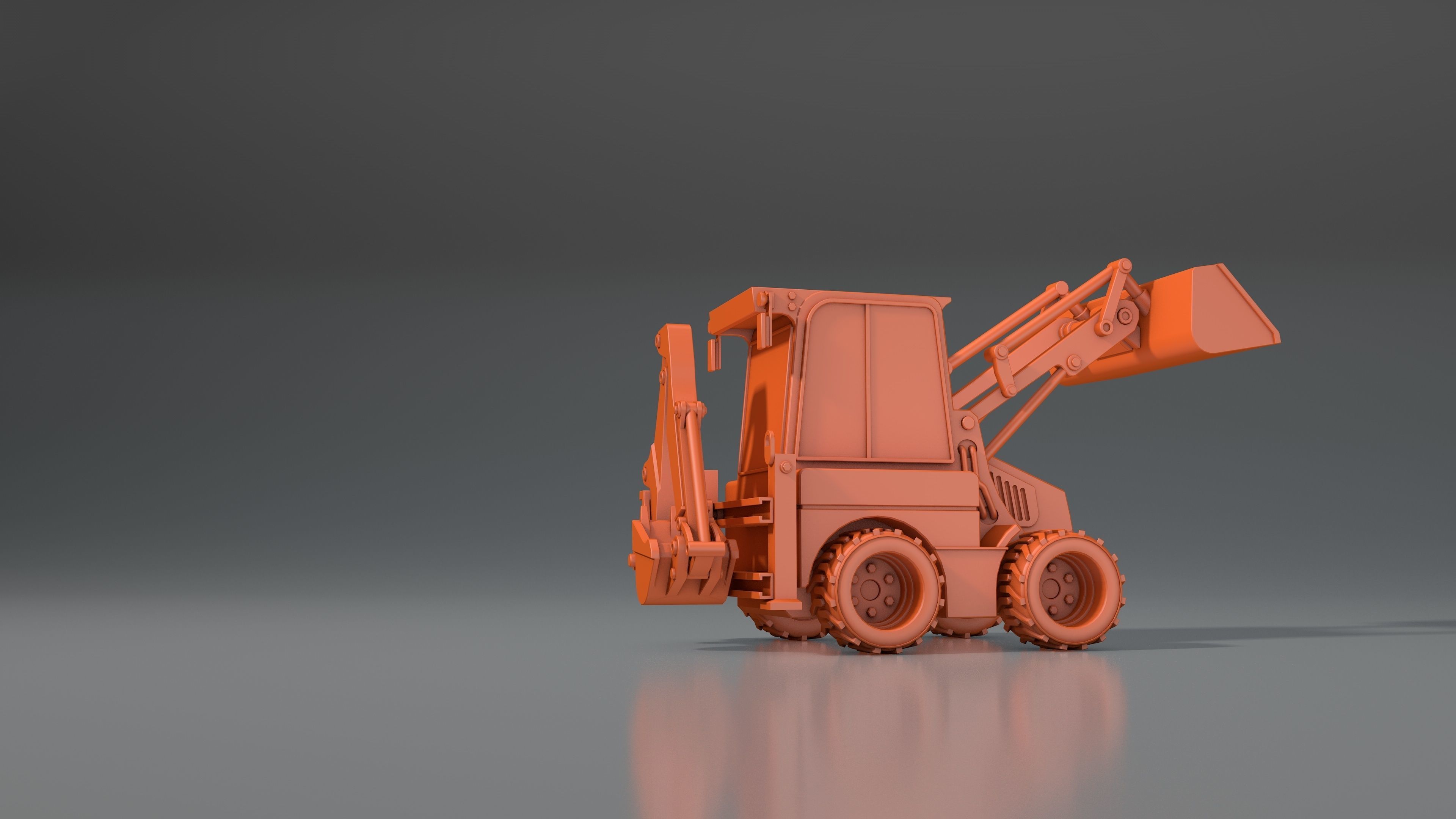 3d model tractor JCB-1CX  ver2 Low-poly 3D model_10