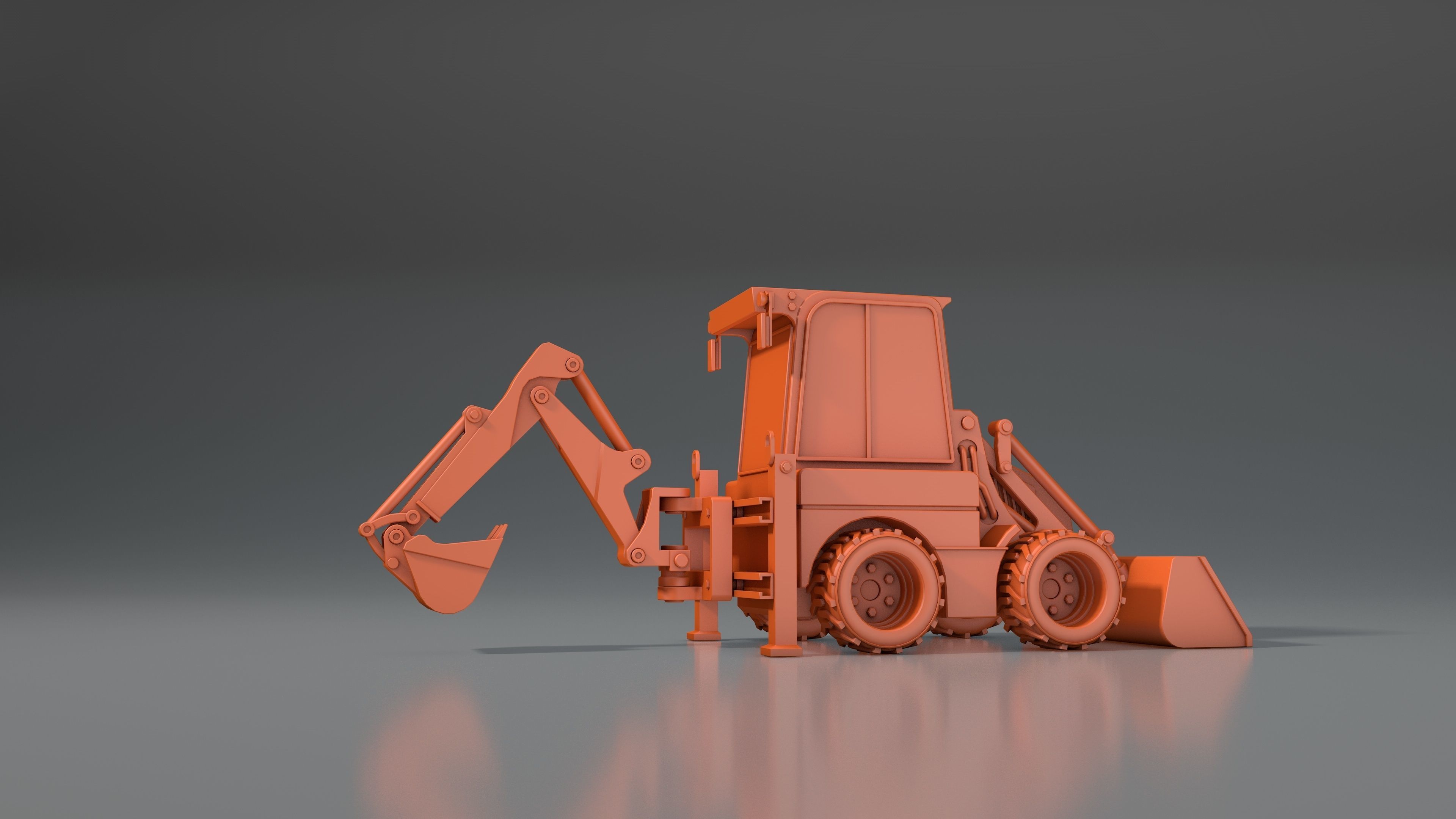3d model tractor JCB-1CX  ver2 Low-poly 3D model_2