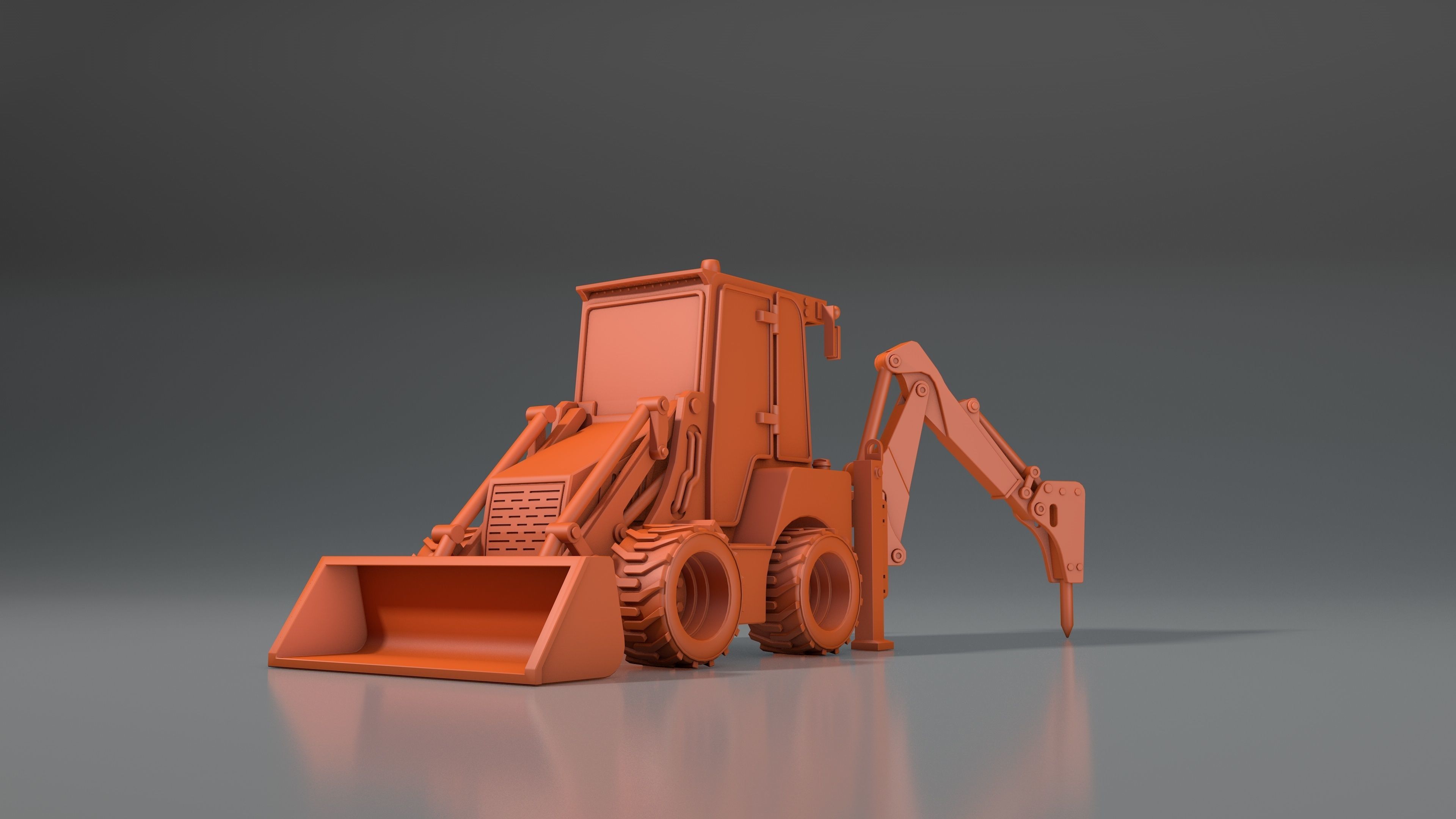 3d model tractor JCB-1CX  ver2 Low-poly 3D model_4