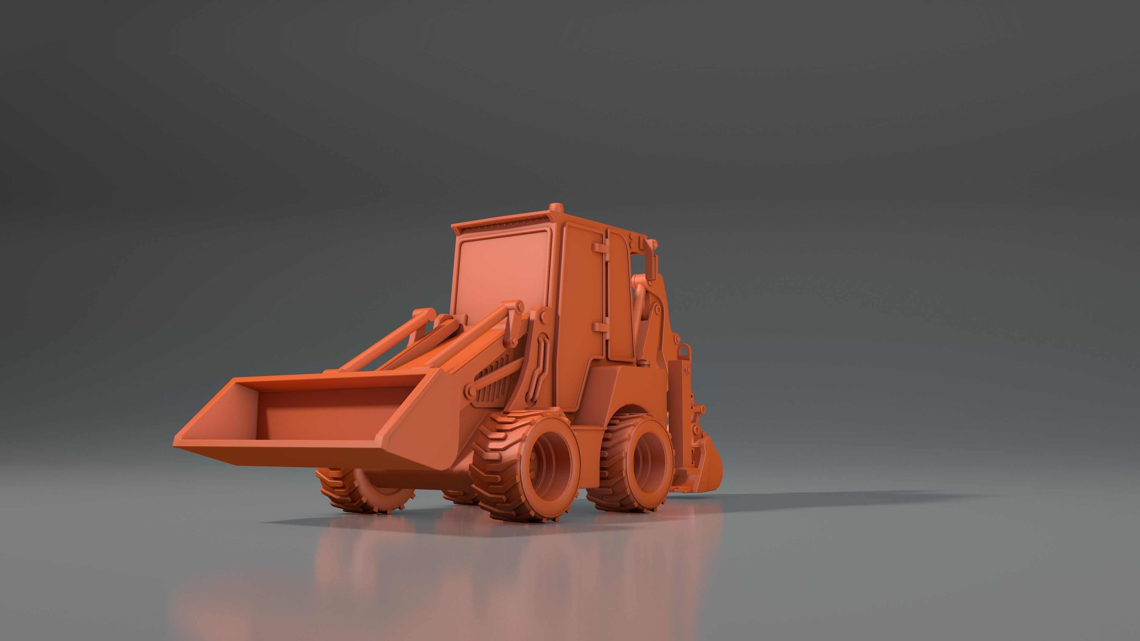 3d model tractor JCB-1CX  ver2 Low-poly 3D model_11