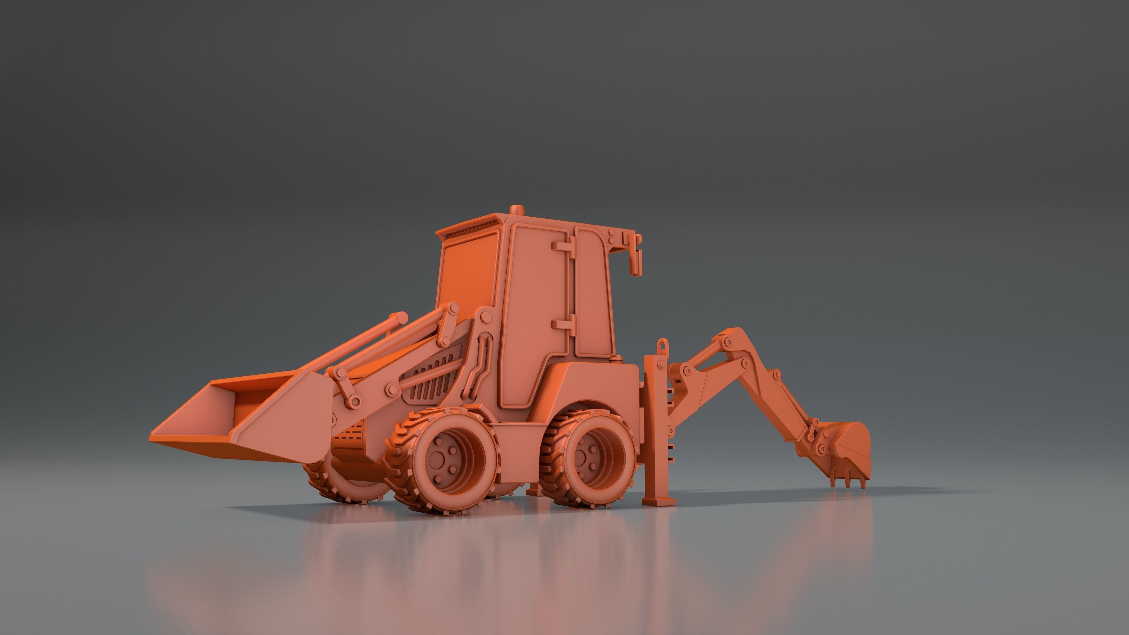 3d model tractor JCB-1CX  ver2 Low-poly 3D model_5