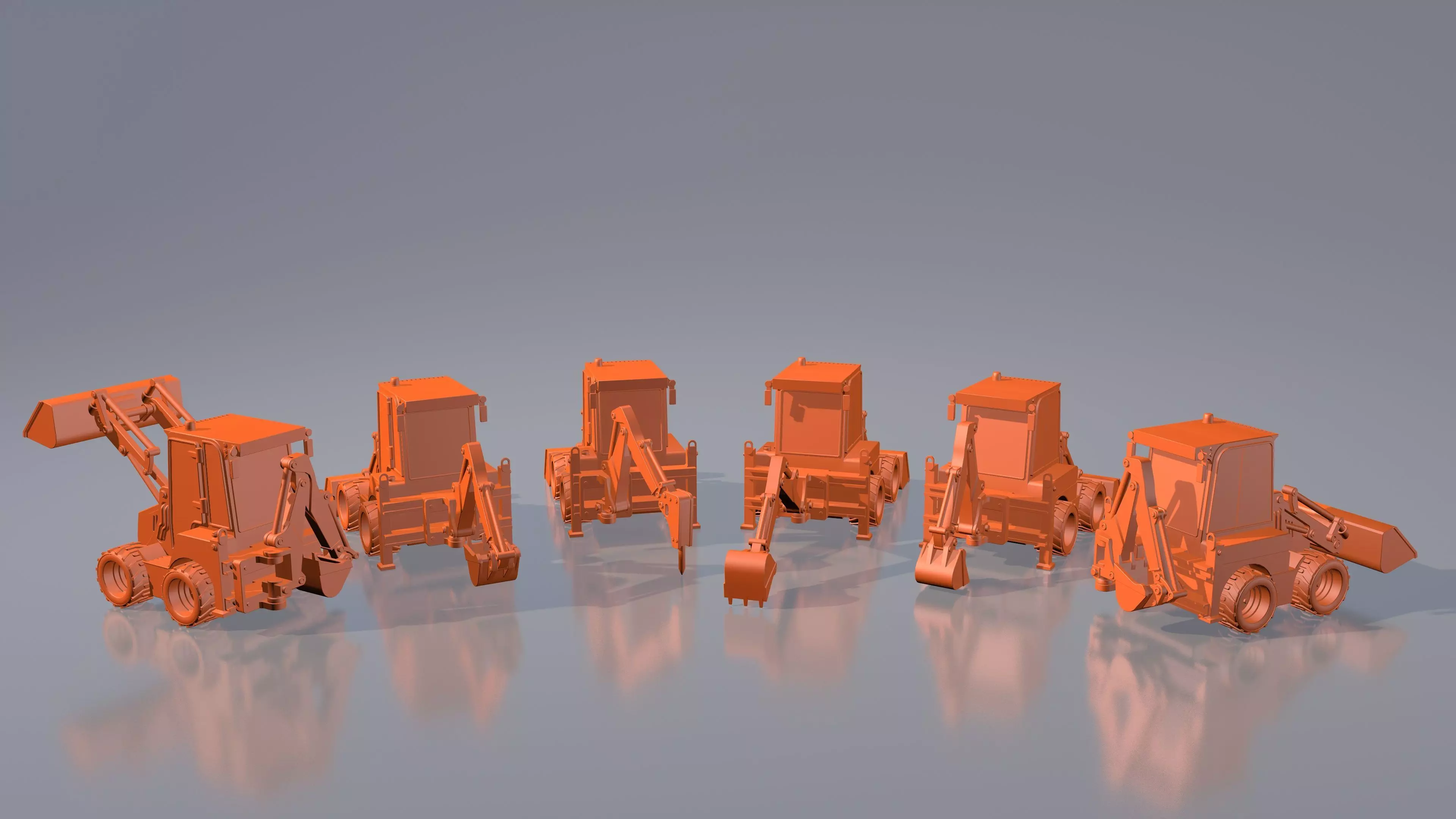 3d model tractor JCB-1CX  ver2 Low-poly 3D model_0