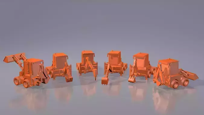 3d model tractor JCB-1CX  ver2 Low-poly 3D model