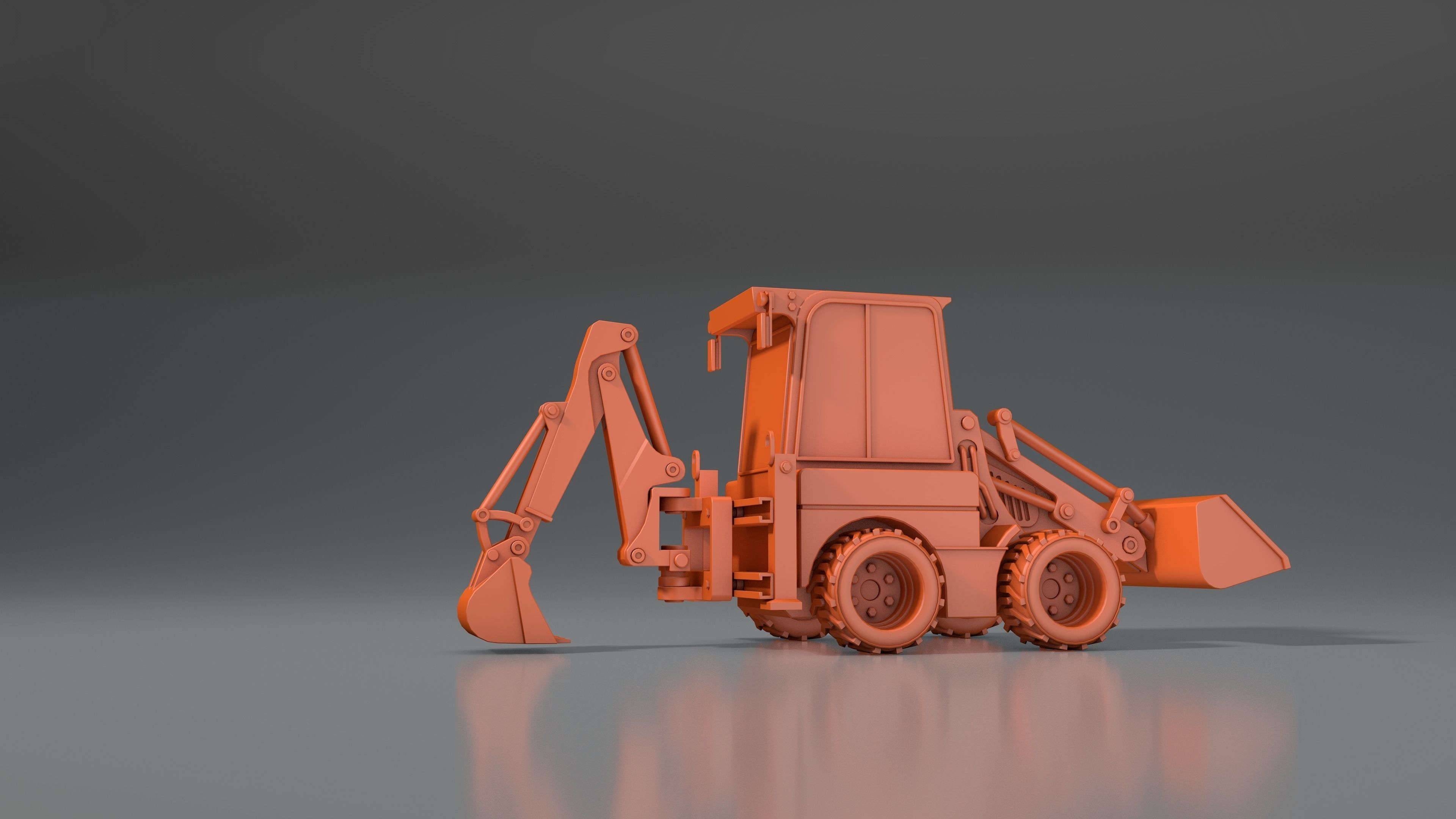 3d model tractor JCB-1CX  ver2 Low-poly 3D model_13