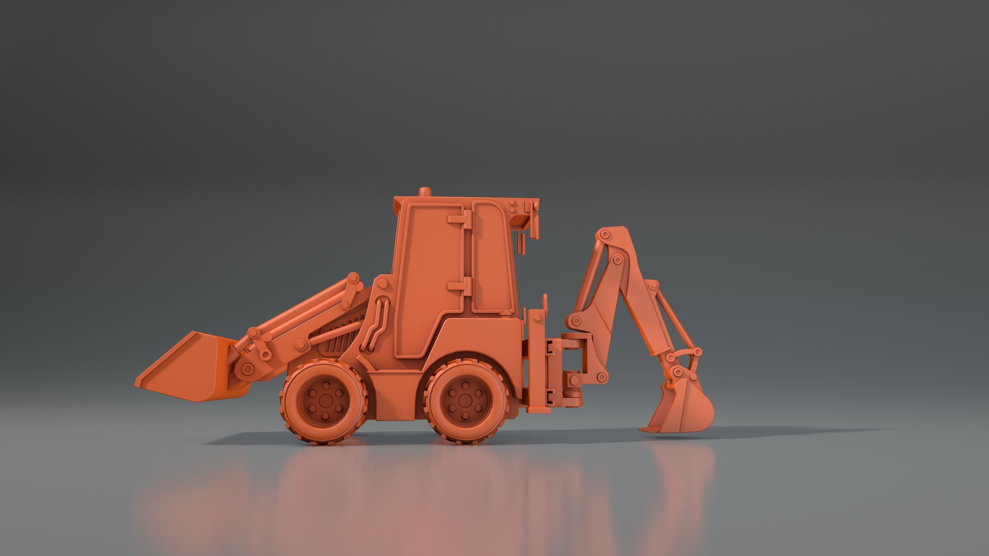 3d model tractor JCB-1CX  ver2 Low-poly 3D model_12