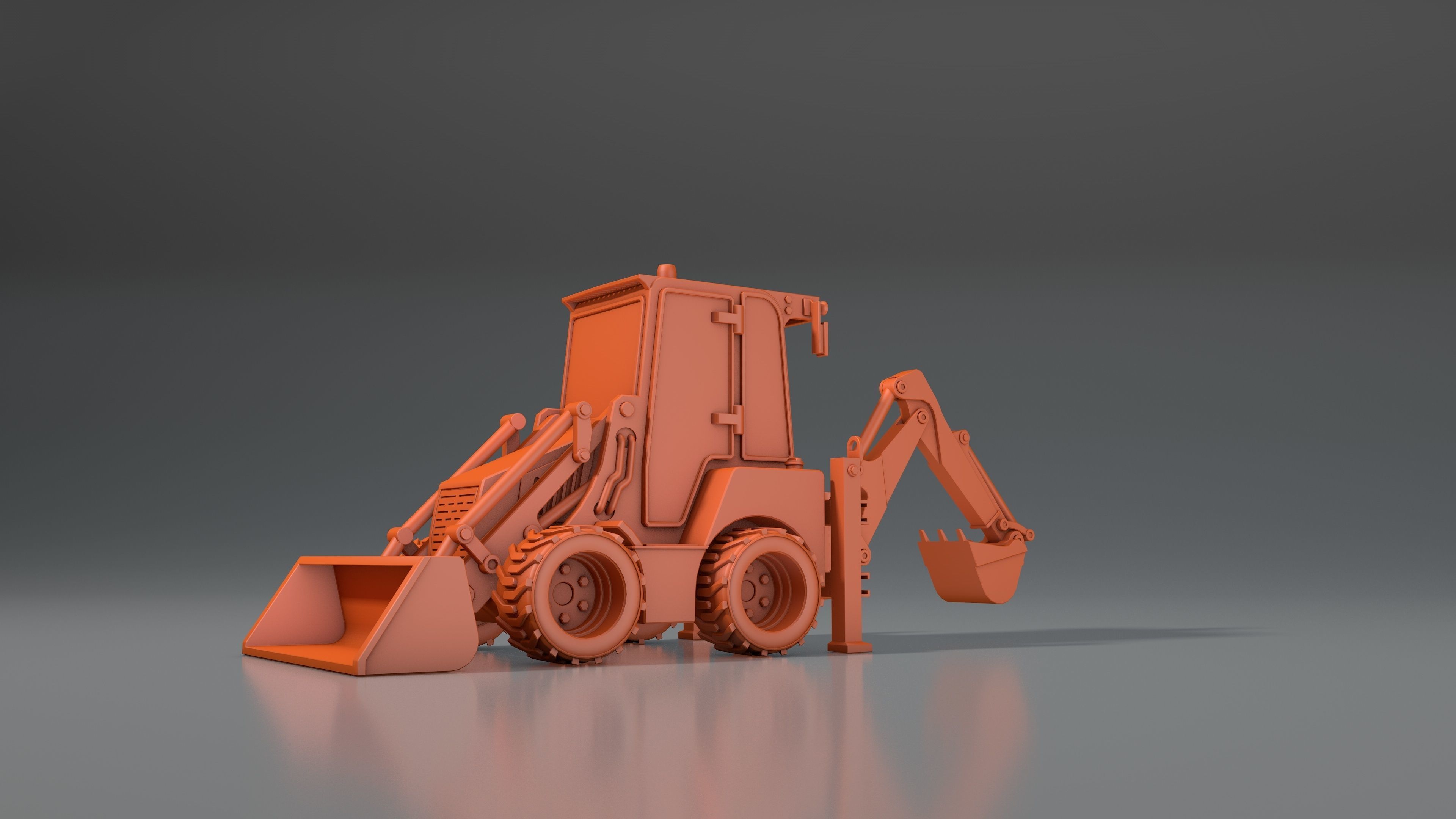 3d model tractor JCB-1CX  ver2 Low-poly 3D model_1