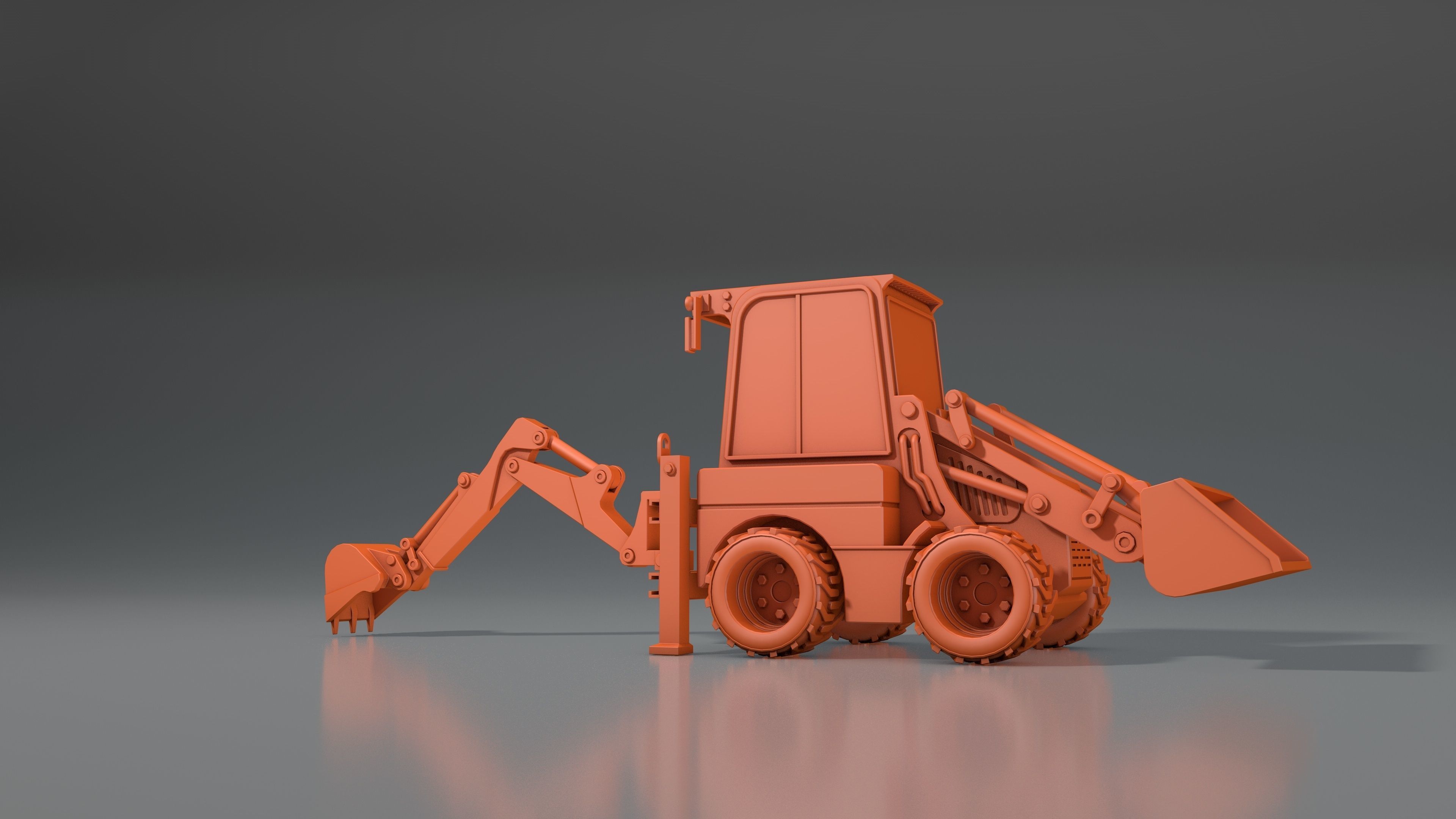 3d model tractor JCB-1CX  ver2 Low-poly 3D model_6