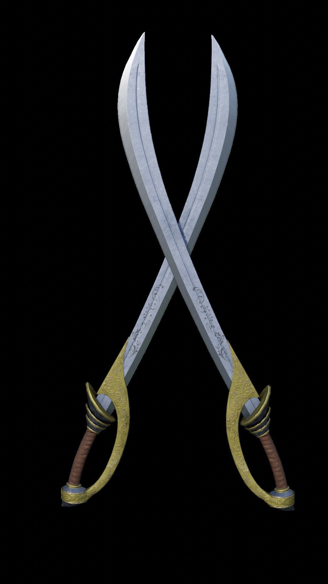 low poly sword of sultan Low-poly 3D model_3