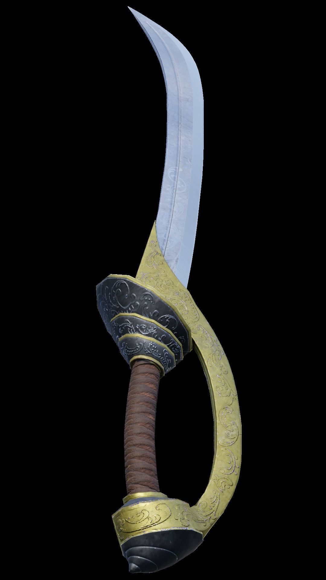 low poly sword of sultan Low-poly 3D model_2
