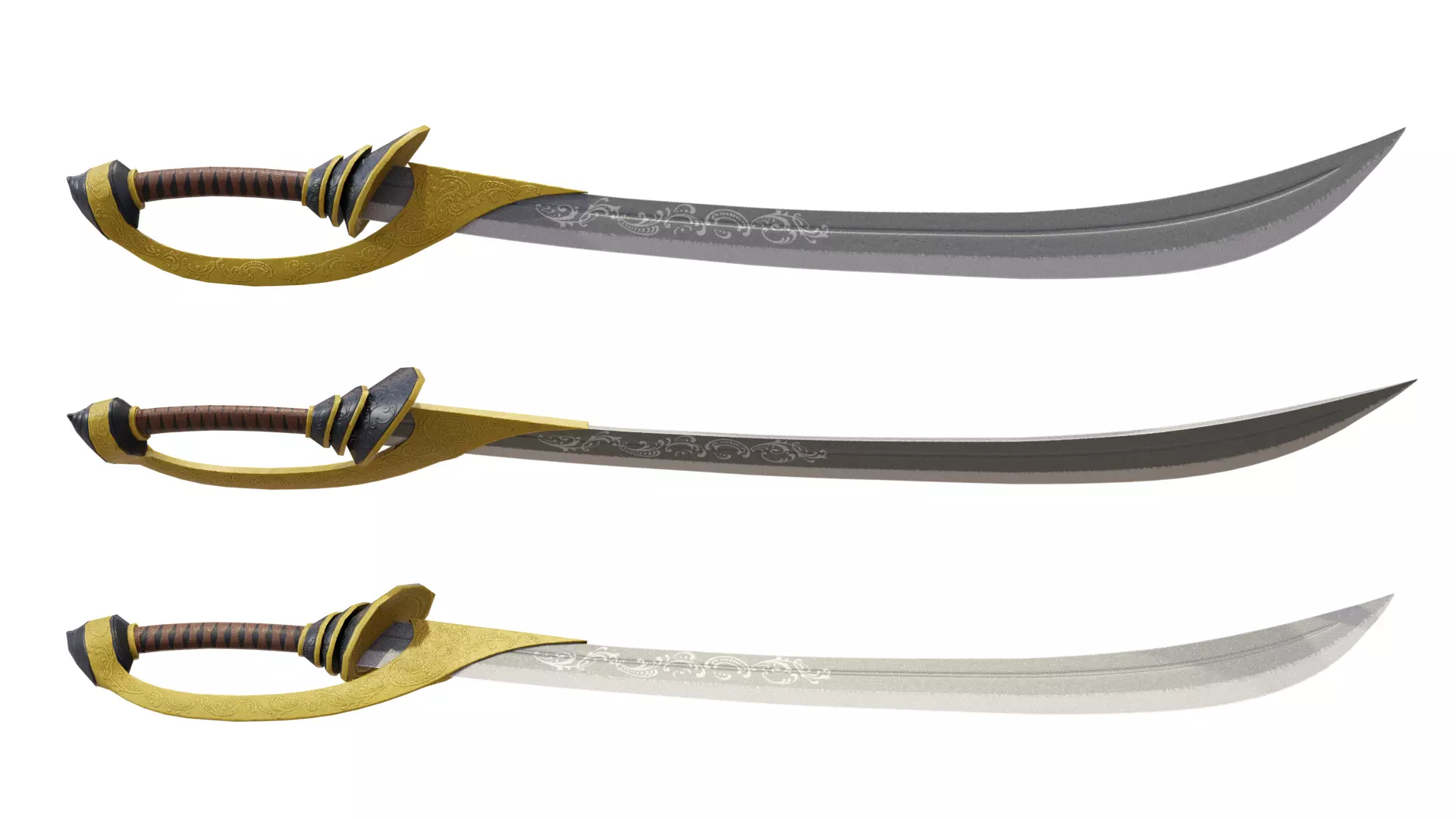 low poly sword of sultan Low-poly 3D model_0