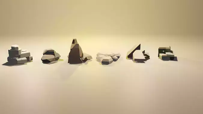 Low-poly Rock 3D Models