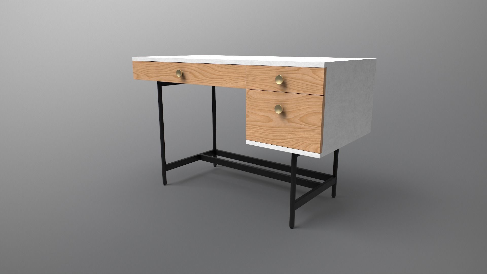 FELIX Study Table oak finish Low-poly 3D model_1