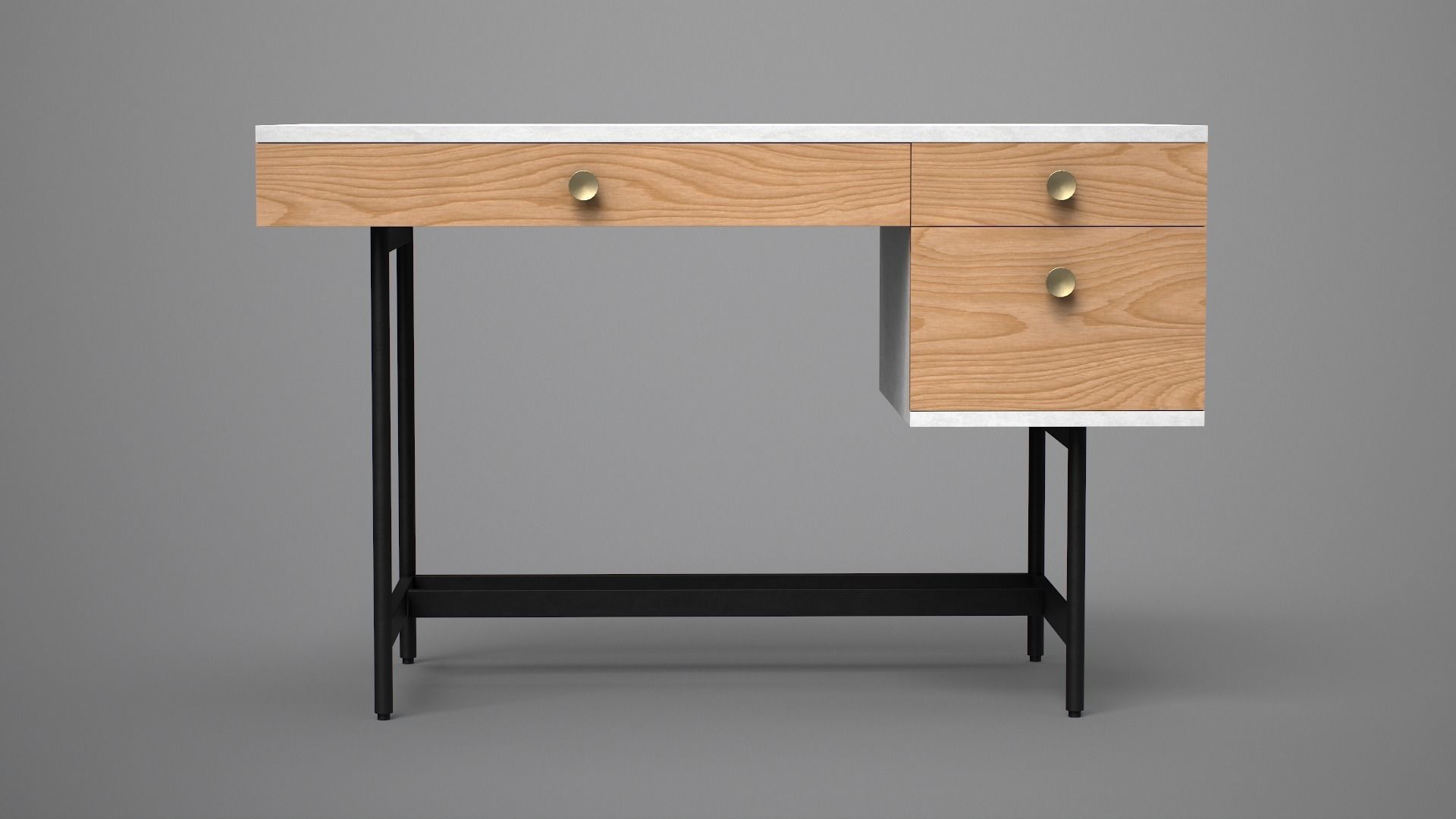 FELIX Study Table oak finish Low-poly 3D model_2