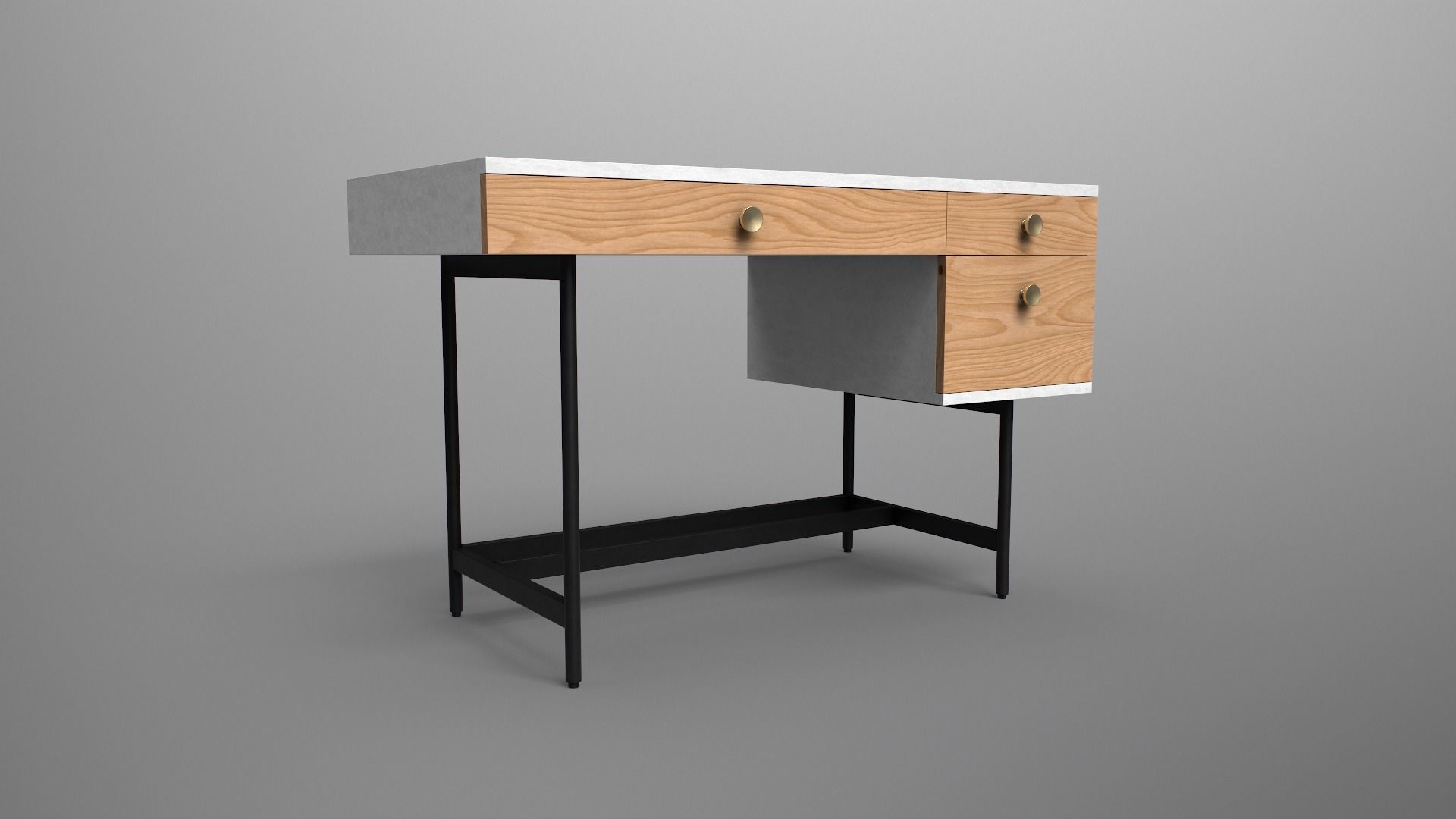 FELIX Study Table oak finish Low-poly 3D model_5