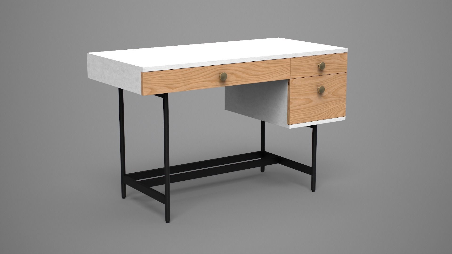 FELIX Study Table oak finish Low-poly 3D model_3