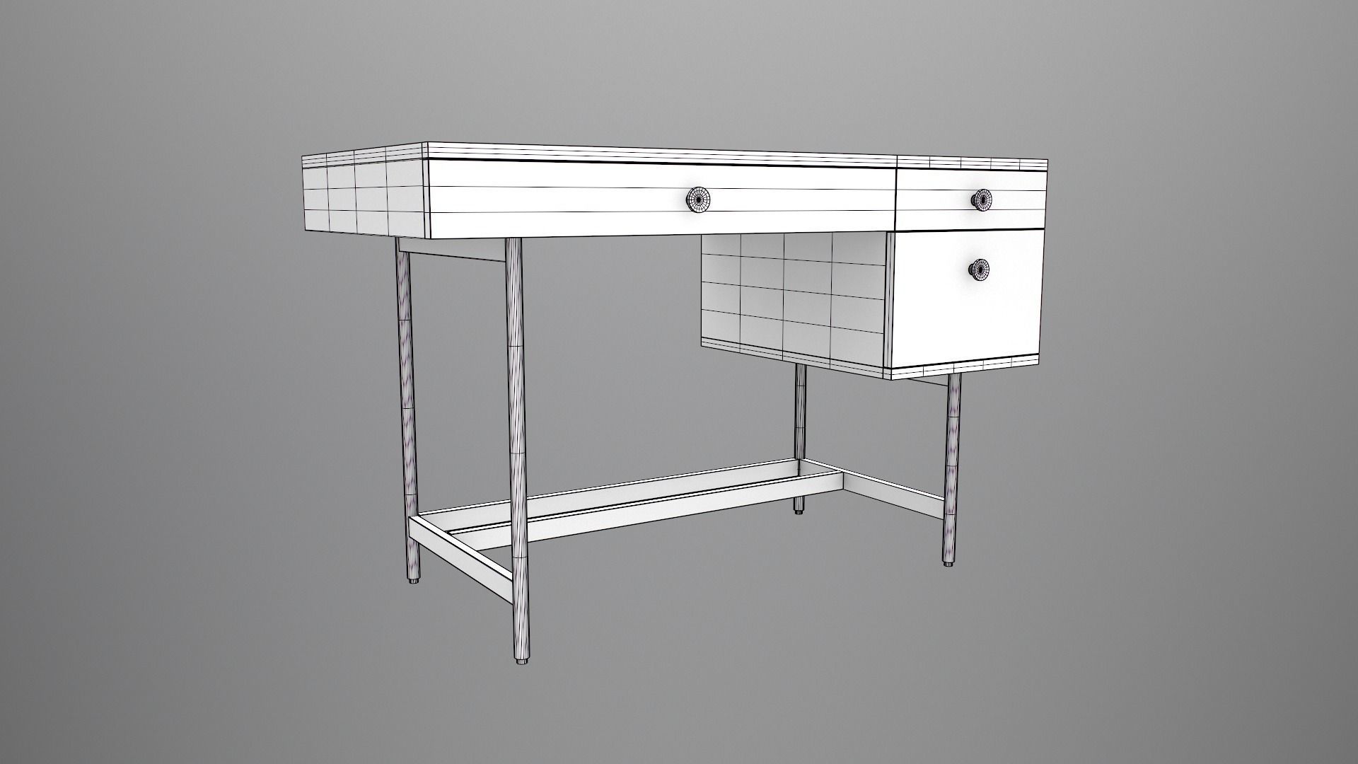 FELIX Study Table oak finish Low-poly 3D model_7