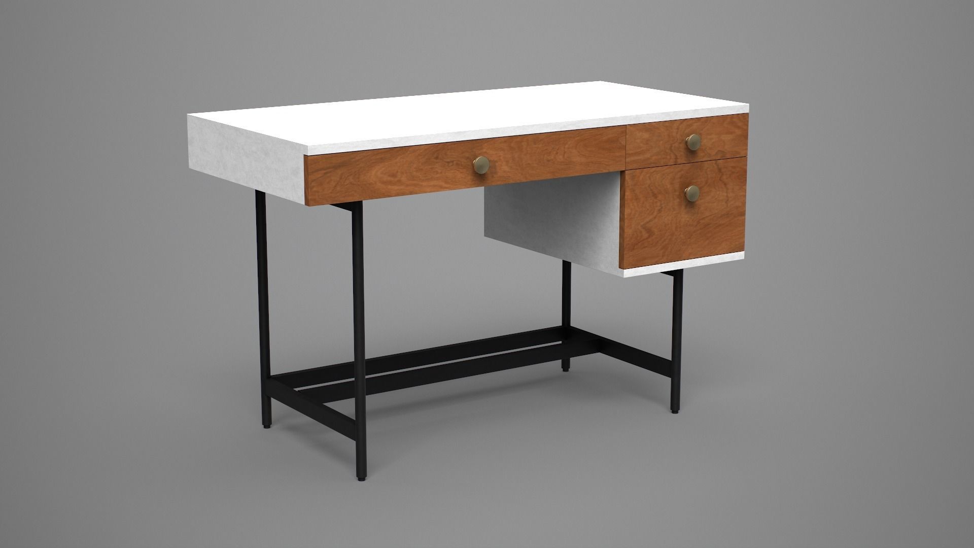 FELIX Study Table walnut finish Low-poly 3D model_1