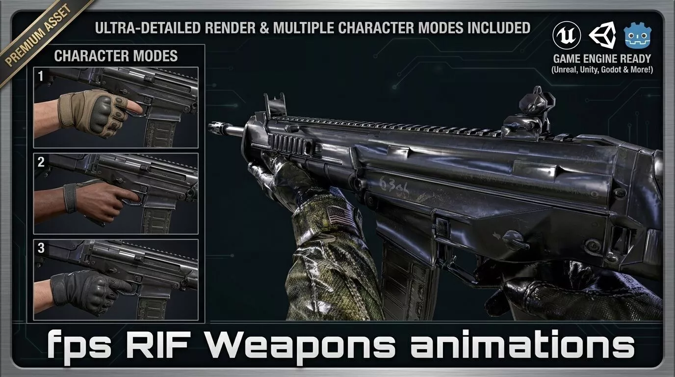 fps RIF Weapons animations Low-poly 3D model