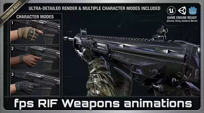 3D model fps machine gun2 animations VR / AR / low-poly | CGTrader