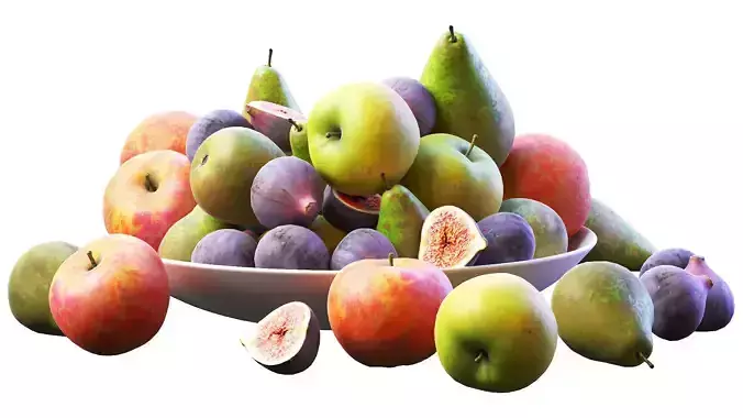 Fruits figs and apples in bowl