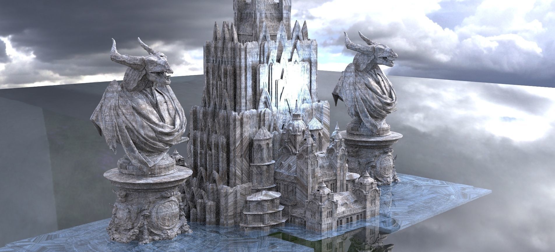 Cthulhu The Great Deep Architecture Collection Kit bash 3D model_3